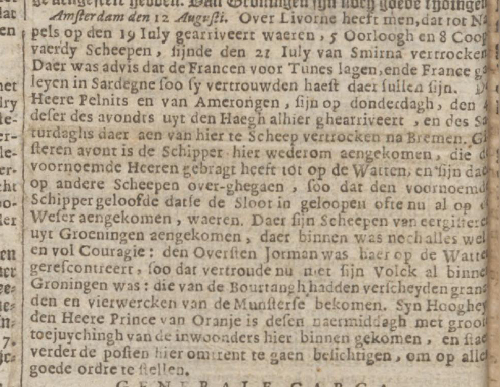 Krantenbericht over vertrek van Godard Adriaan naar Hamburg.