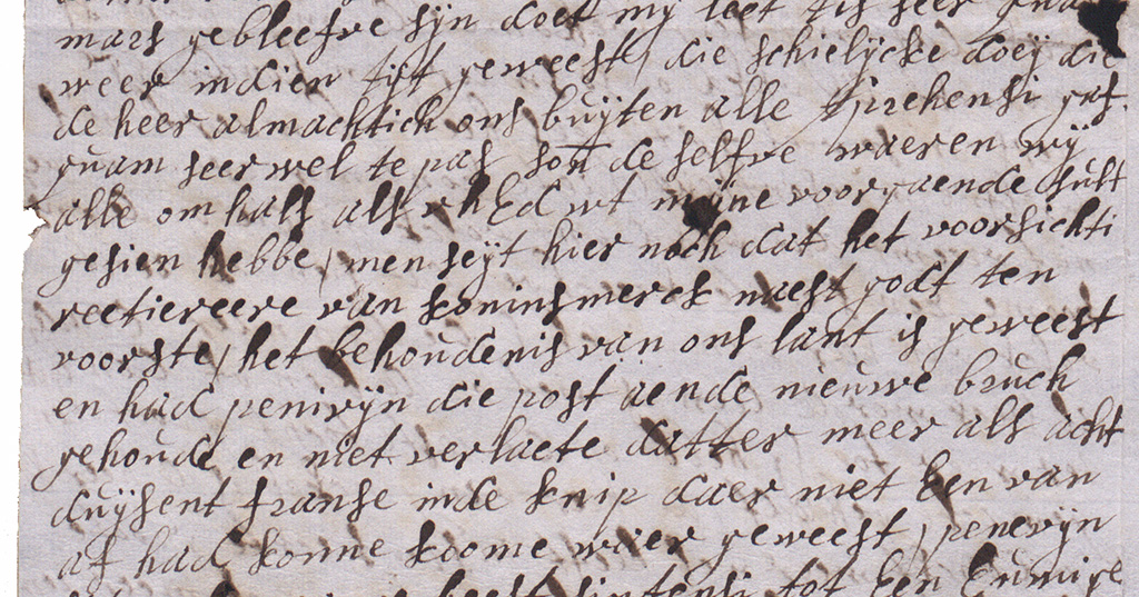 Brieffragment met de herhaling van de gebeurtenissen eind 1672