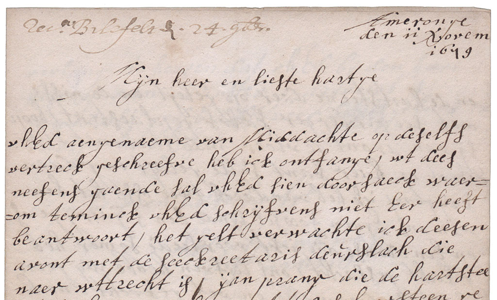 Brieffragment van de opening van de brief.