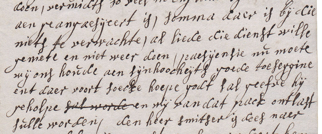 Brieffragment over steun voor een positie