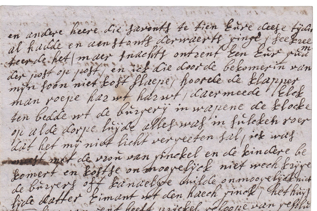 Brieffragment over alarm in Den Haag en aanval