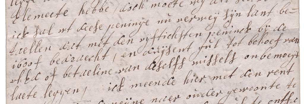 Brieffragment betalen land en wissel Godard Adriaan