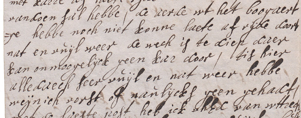 Brieffragment kwaliteit van de weg door het weer