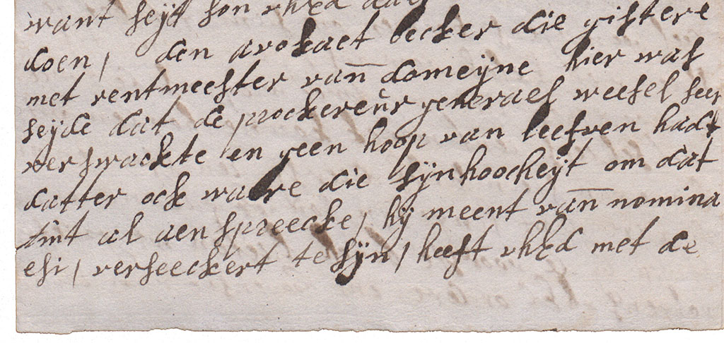 Brieffragment stervende Van Wezel