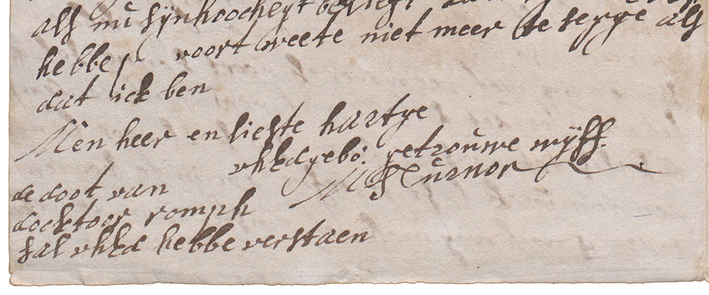 Brieffragment over de lijfarts van Willem III