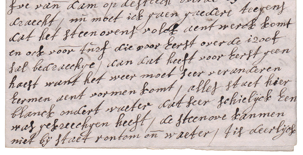 Brieffragment kosten steenoven