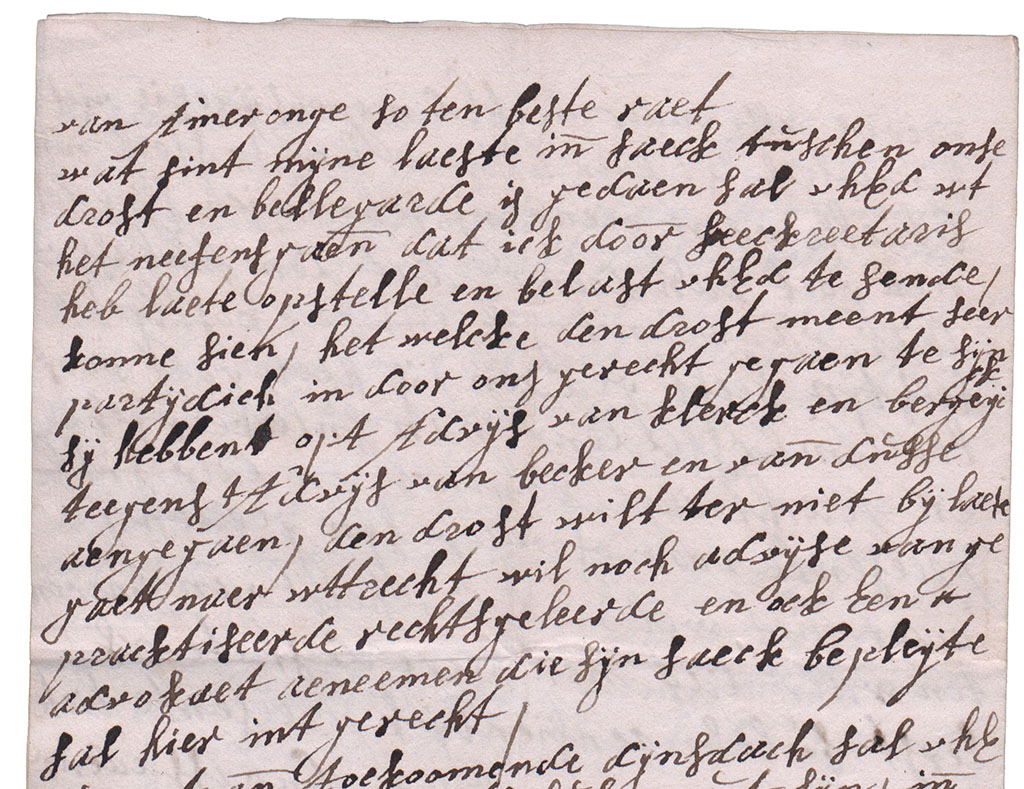 Brieffragment rechtzaak van de drost