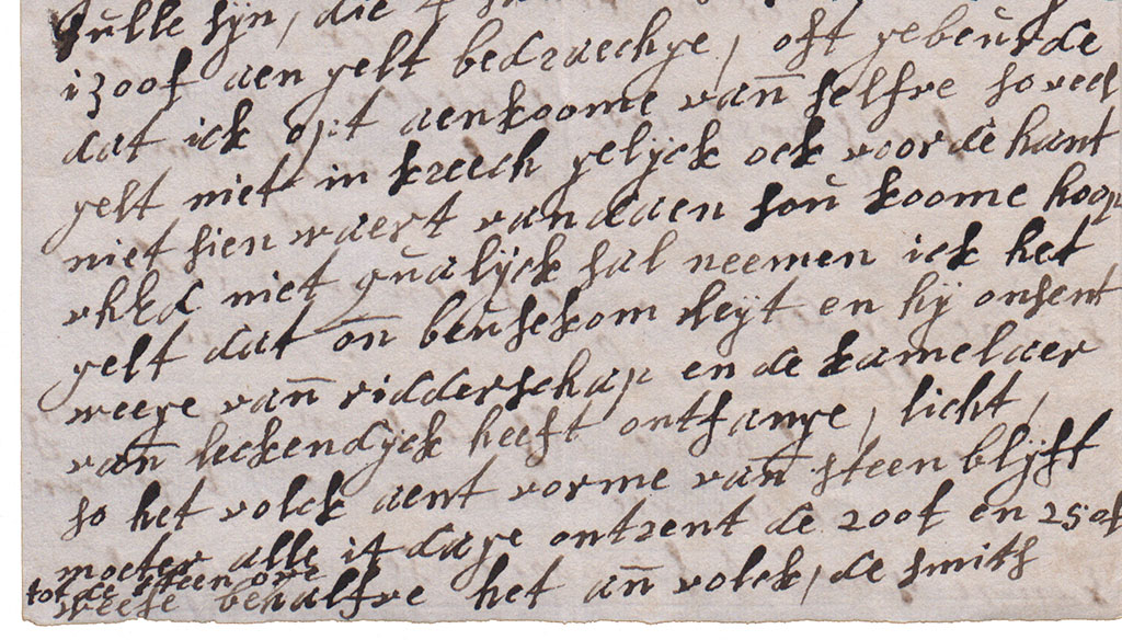 Eerste brieffragment geld