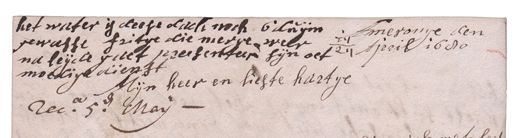 Brieffragment wassend water en frits