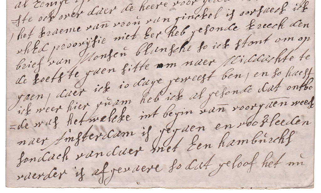 Eerste brieffragment provisie naar Hamburg