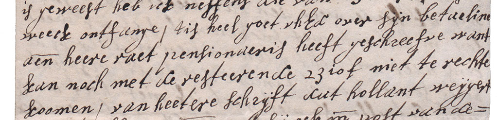 Brieffragment raadspensionaris over betaling
