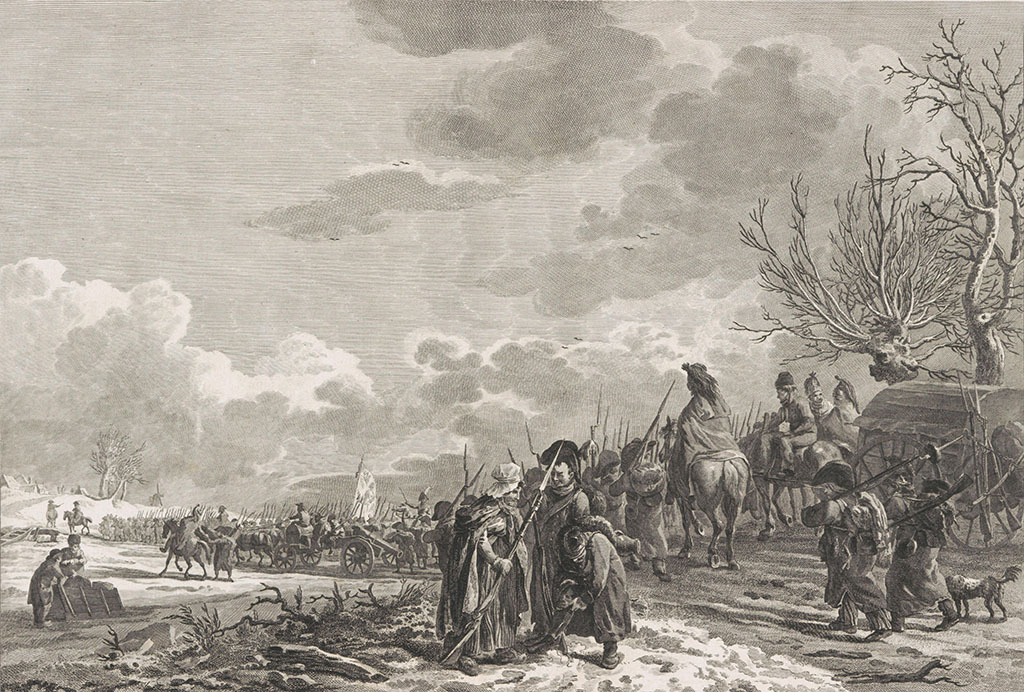 De Franse troepen onder generaal Pichegru steken de bevroren Waal over, 28 januari 1794.