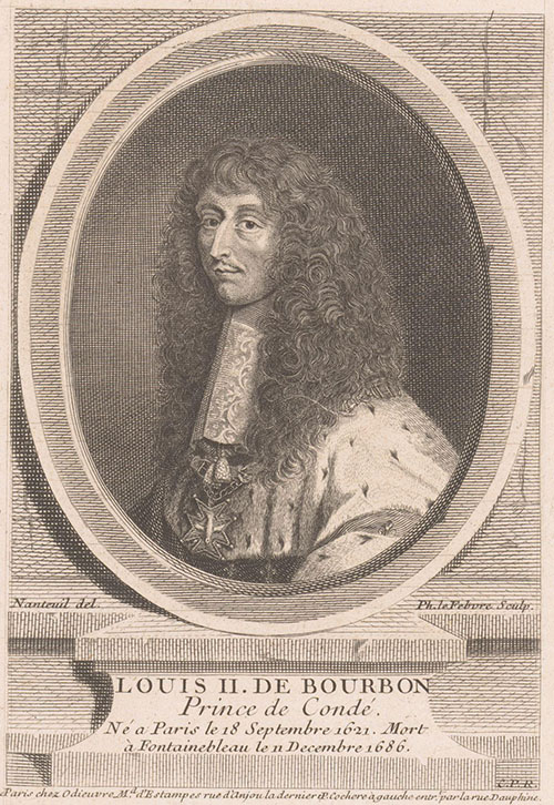 Portret van een man met lang golvend haar en een rechte neus. Hij heeft een stijf soort kraag om, daaronder de hermelijnen kraag van een mantel. Om zijn nek draagt hij een keten met daaraan een kruis met daarin een vogel.