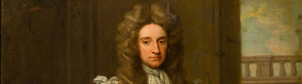 Portret van een man met lange bruine krullen.
