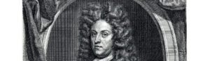 Portret van man met pruik.