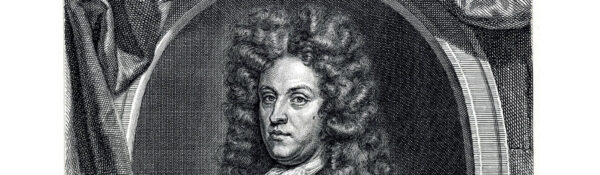 Portret van man met pruik.