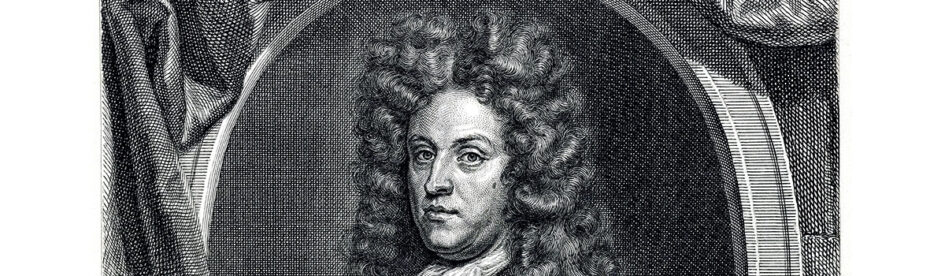 Portret van man met pruik.