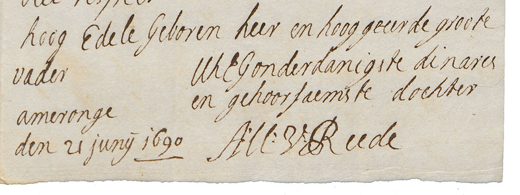 In een redelijk net handschrift geschreven afsluiting van een brief