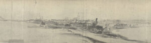 De stad Arnhem van over de Rijn