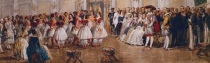 Schilderij van een bal in een grote zaal