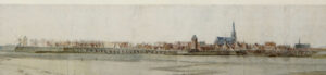 Aquarel van Doesburg van over de IJssel