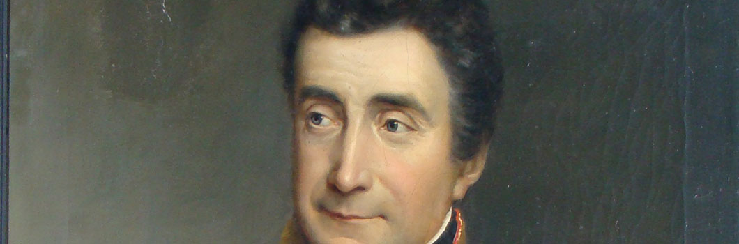 Portret van een man afgesneden net boven de haarlijn en op de kin