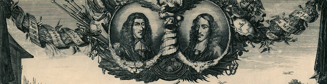 Twee cartouches met de portretten van Johan en Cornelis de Witt