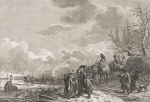 De Franse troepen onder generaal Pichegru steken de bevroren Waal over, 28 januari 1794.